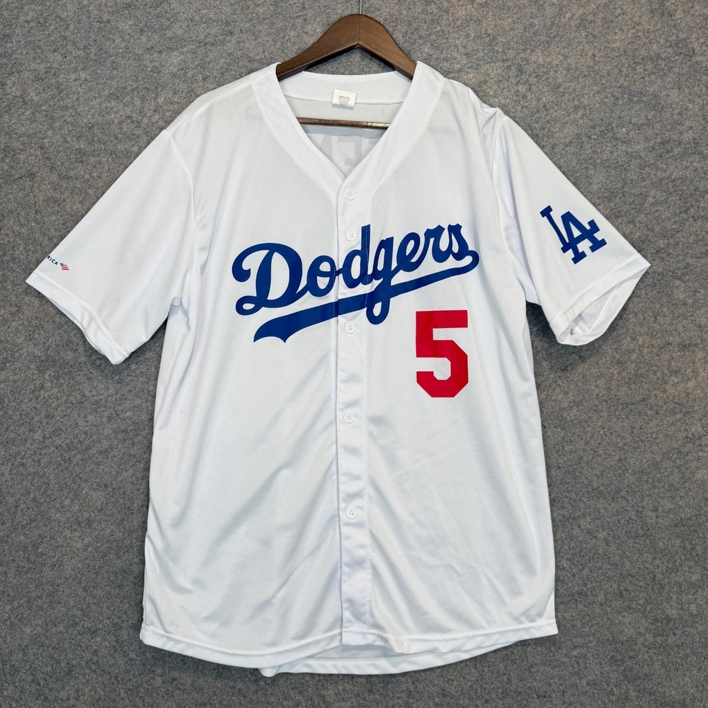 LA Los Angeles Dodgers Freddie Freeman Jersey Mens XL #5 White Blue Baseball